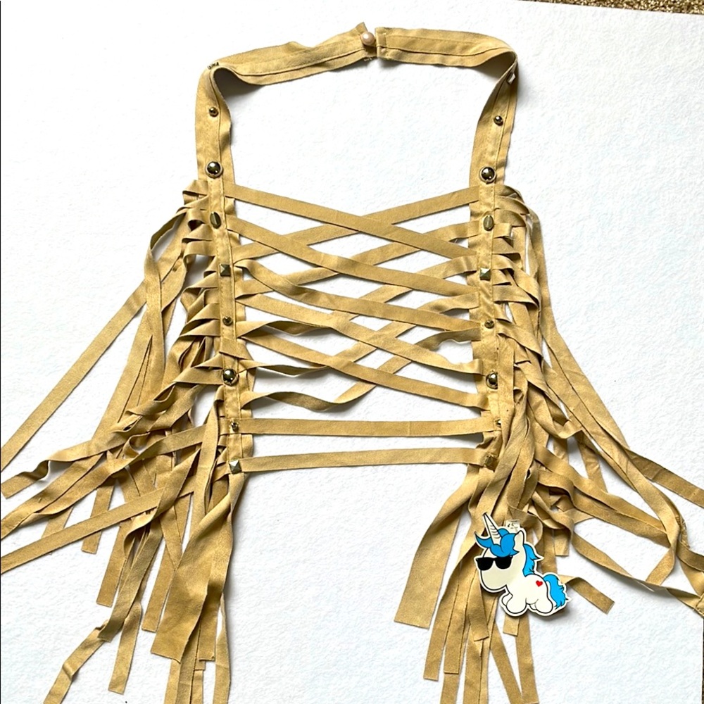 NWT iHeartRaves Strappy Suede Top